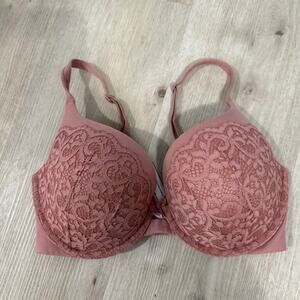 Victoria's Secret Body By Victoria Perfect Shape Lined Demi Bra Lace Pink 34DD
